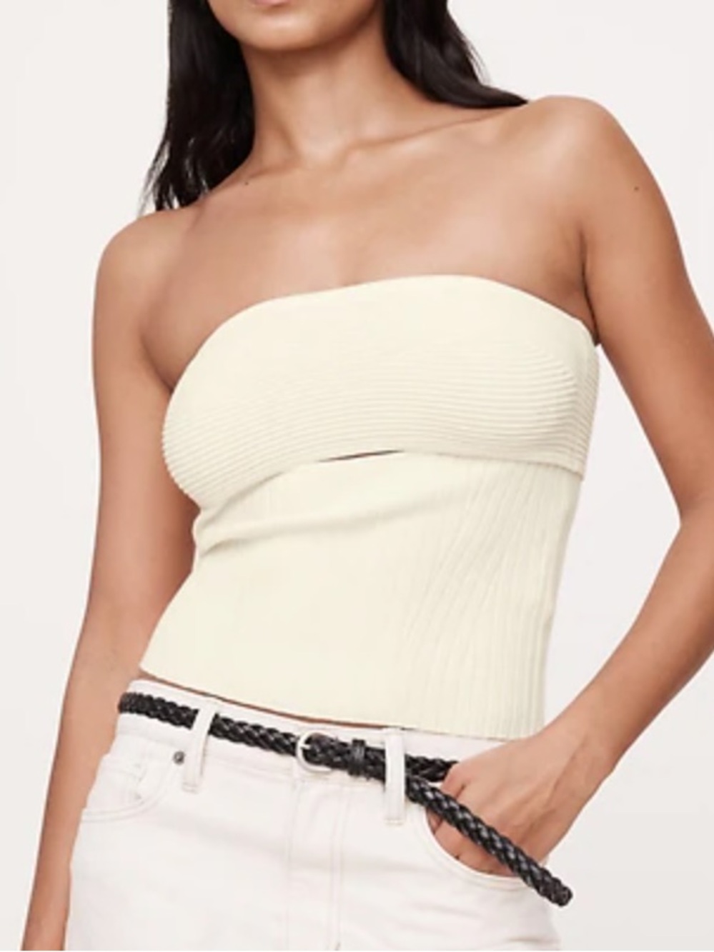 Banana Republic Cream Ribbed Strapless Tube Camisole